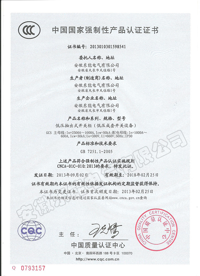 GCS******强制性认证证书 中文版
